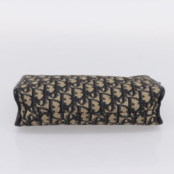 Christian Dior Trotter Canvas Clutch Bag Navy Silver Auth 207525