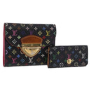LOUIS VUITTON Monogram Multicolor Wallet 2 Set Black LV Auth 207527-1