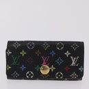 LOUIS VUITTON Monogram Multicolor Wallet 2 Set Black LV Auth 207527-12