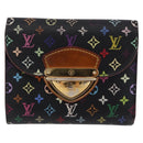 LOUIS VUITTON Monogram Multicolor Wallet 2 Set Black LV Auth 207527-2
