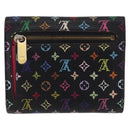 LOUIS VUITTON Monogram Multicolor Wallet 2 Set Black LV Auth 207527-3