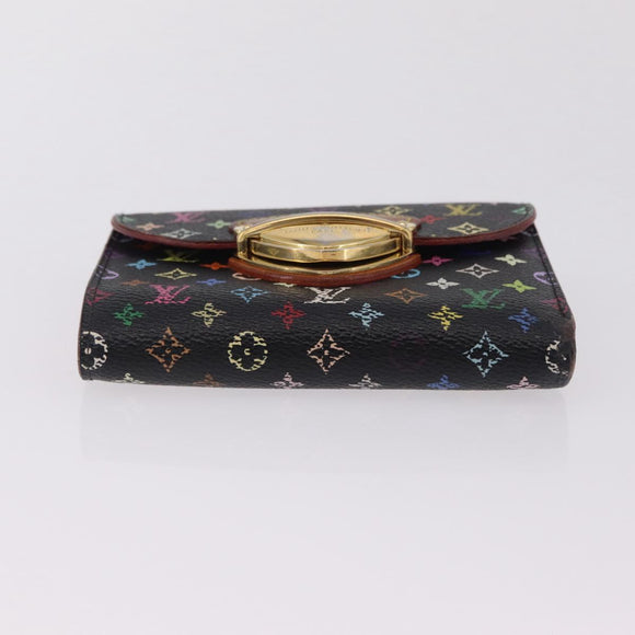 LOUIS VUITTON Monogram Multicolor Wallet 2 Set Black LV Auth 207527
