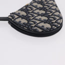 Christian Dior Trotter Canvas Saddle Coin Purse Navy Gold Auth 207530M-12