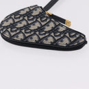 Christian Dior Trotter Canvas Saddle Coin Purse Navy Gold Auth 207530M-13