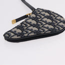 Christian Dior Trotter Canvas Saddle Coin Purse Navy Gold Auth 207530M-14