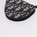 Christian Dior Trotter Canvas Saddle Coin Purse Navy Gold Auth 207530M-15