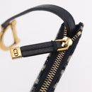 Christian Dior Trotter Canvas Saddle Coin Purse Navy Gold Auth 207530M-16