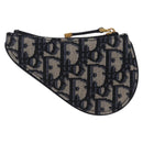 Christian Dior Trotter Canvas Saddle Coin Purse Navy Gold Auth 207530M-3