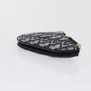 Christian Dior Trotter Canvas Saddle Coin Purse Navy Gold Auth 207530M-4