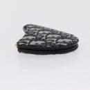 Christian Dior Trotter Canvas Saddle Coin Purse Navy Gold Auth 207530M-5