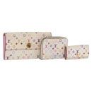 LOUIS VUITTON Monogram Multicolor Wallet 3 Set White LV Auth 207532-1