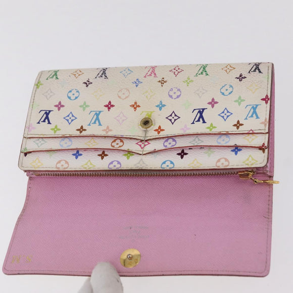 LOUIS VUITTON Monogram Multicolor Wallet 3 Set White LV Auth 207532