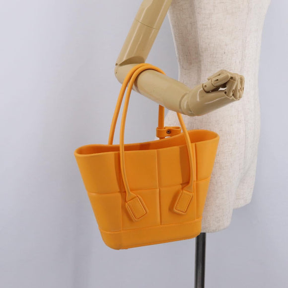 Bottega Veneta Hand Bag Rubber Orange Auth 207536A