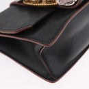 Miu Miu Madras Shoulder Bag Leather Black Gold Tone Auth 207539M-9