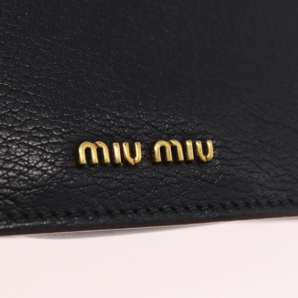 Miu Miu Madras Shoulder Bag Leather Black Gold Tone Auth 207539M