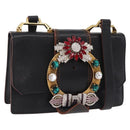 Miu Miu Madras Shoulder Bag Leather Black Gold Tone Auth 207539M-1