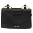 Miu Miu Madras Shoulder Bag Leather Black Gold Tone Auth 207539M-2