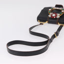 Miu Miu Madras Shoulder Bag Leather Black Gold Tone Auth 207539M-7