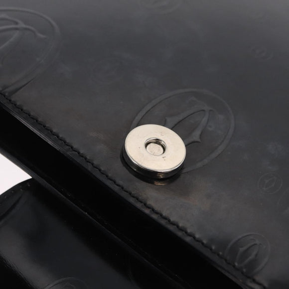 Cartier Hand Bag Patent Black Auth 207546V