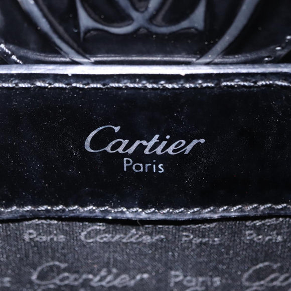 Cartier Hand Bag Patent Black Auth 207546V