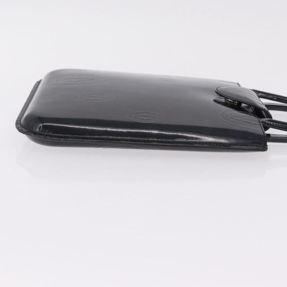 Cartier Hand Bag Patent Black Auth 207546V