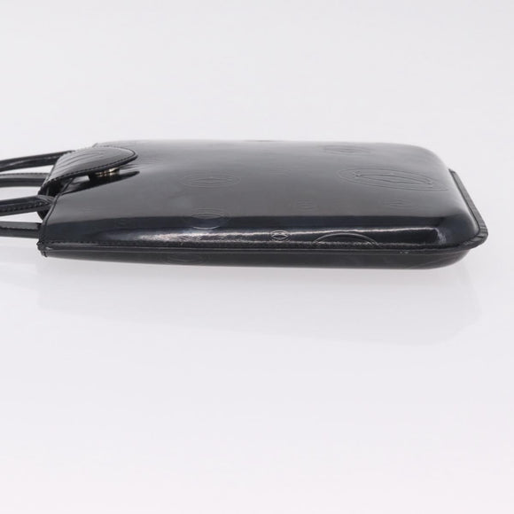 Cartier Hand Bag Patent Black Auth 207546V