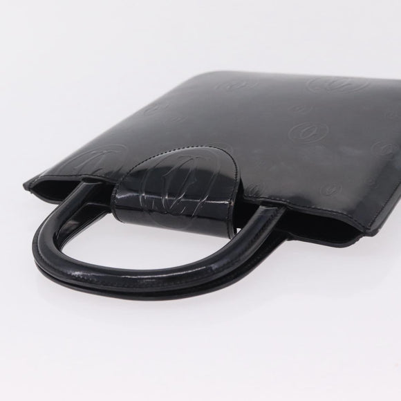 Cartier Hand Bag Patent Black Auth 207546V