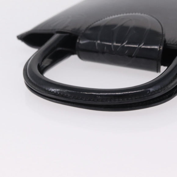 Cartier Hand Bag Patent Black Auth 207546V