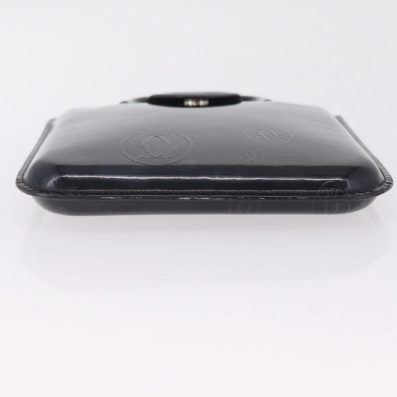 Cartier Hand Bag Patent Black Auth 207546V