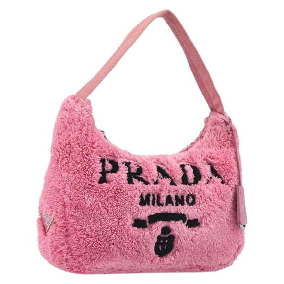PRADA Accessory Pouch Pile Pink Silver Auth 207550V