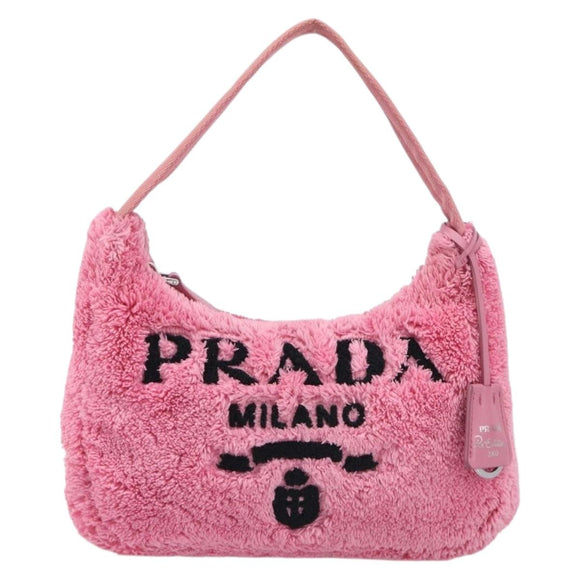PRADA Accessory Pouch Pile Pink Silver Auth 207550V