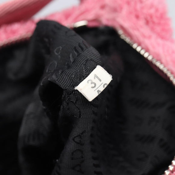 PRADA Accessory Pouch Pile Pink Silver Auth 207550V