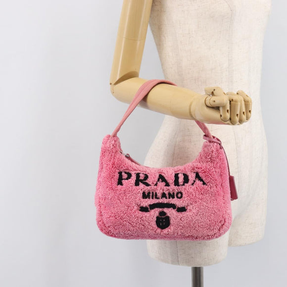 PRADA Accessory Pouch Pile Pink Silver Auth 207550V