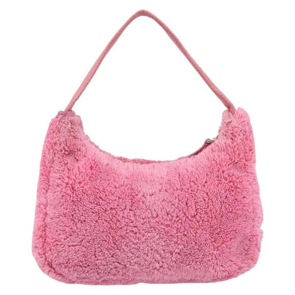 PRADA Accessory Pouch Pile Pink Silver Auth 207550V