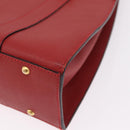 CELINE Tote Bag Leather Red Gold Tone Auth 207551-17
