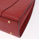 CELINE Tote Bag Leather Red Gold Tone Auth 207551-19