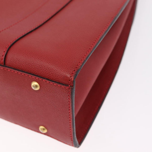 CELINE Tote Bag Leather Red Gold Tone Auth 207551