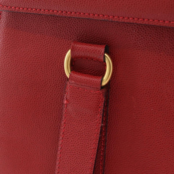 CELINE Tote Bag Leather Red Gold Tone Auth 207551