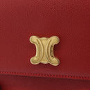 CELINE Tote Bag Leather Red Gold Tone Auth 207551-20