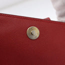 CELINE Tote Bag Leather Red Gold Tone Auth 207551-22