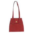 CELINE Tote Bag Leather Red Gold Tone Auth 207551-13