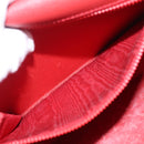 CELINE Tote Bag Leather Red Gold Tone Auth 207551-31