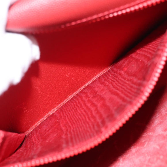 CELINE Tote Bag Leather Red Gold Tone Auth 207551