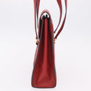 CELINE Tote Bag Leather Red Gold Tone Auth 207551-3