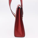 CELINE Tote Bag Leather Red Gold Tone Auth 207551-4