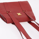 CELINE Tote Bag Leather Red Gold Tone Auth 207551-6