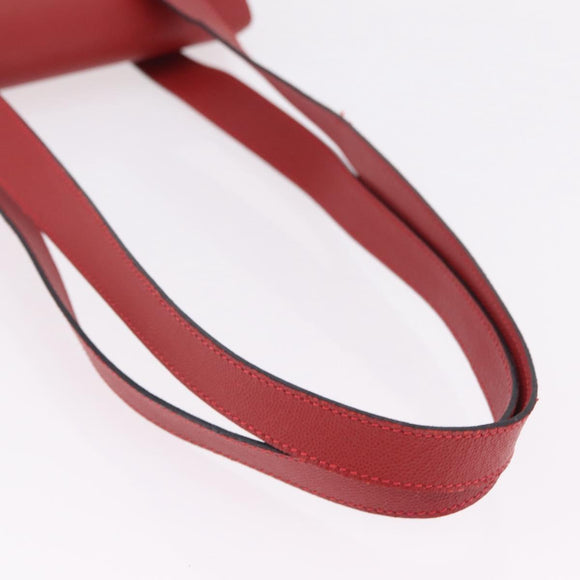 CELINE Tote Bag Leather Red Gold Tone Auth 207551
