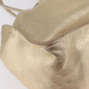 PRADA Tote Bag Leather Gold Silver Auth 207552A-14