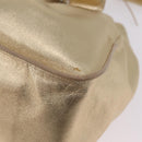 PRADA Tote Bag Leather Gold Silver Auth 207552A-15