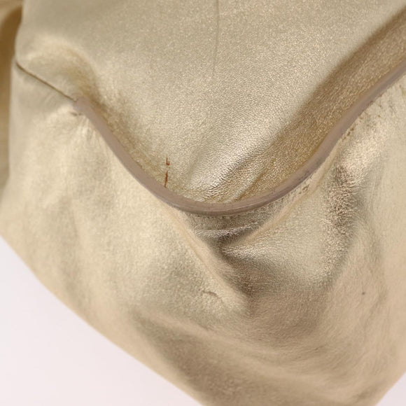 PRADA Tote Bag Leather Gold Silver Auth 207552A
